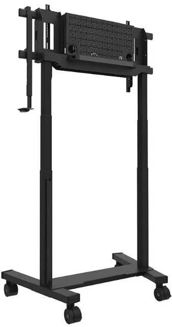 Laikiklis „NEOMOUNTS MOVE LIFT XL“ MOTORIZUOTAS MOBILUSIS STOVAS SU SANDĖLIAVIMO DĖŽE, 10 CM, RATUKAI, GRINDYS – VESA MAX 1200X600