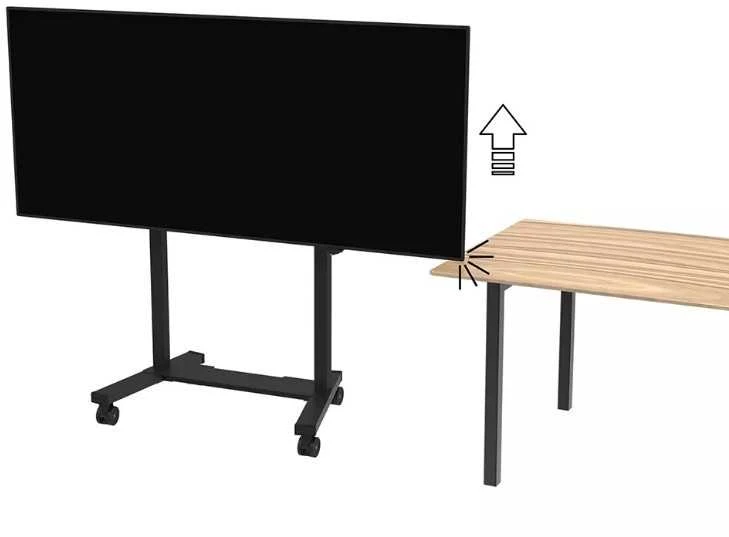 Laikiklis „NEOMOUNTS MOVE LIFT XL“ MOTORIZUOTAS MOBILUSIS STOVAS SU SANDĖLIAVIMO DĖŽE, 10 CM, RATUKAI, GRINDYS – VESA MAX 1200X600