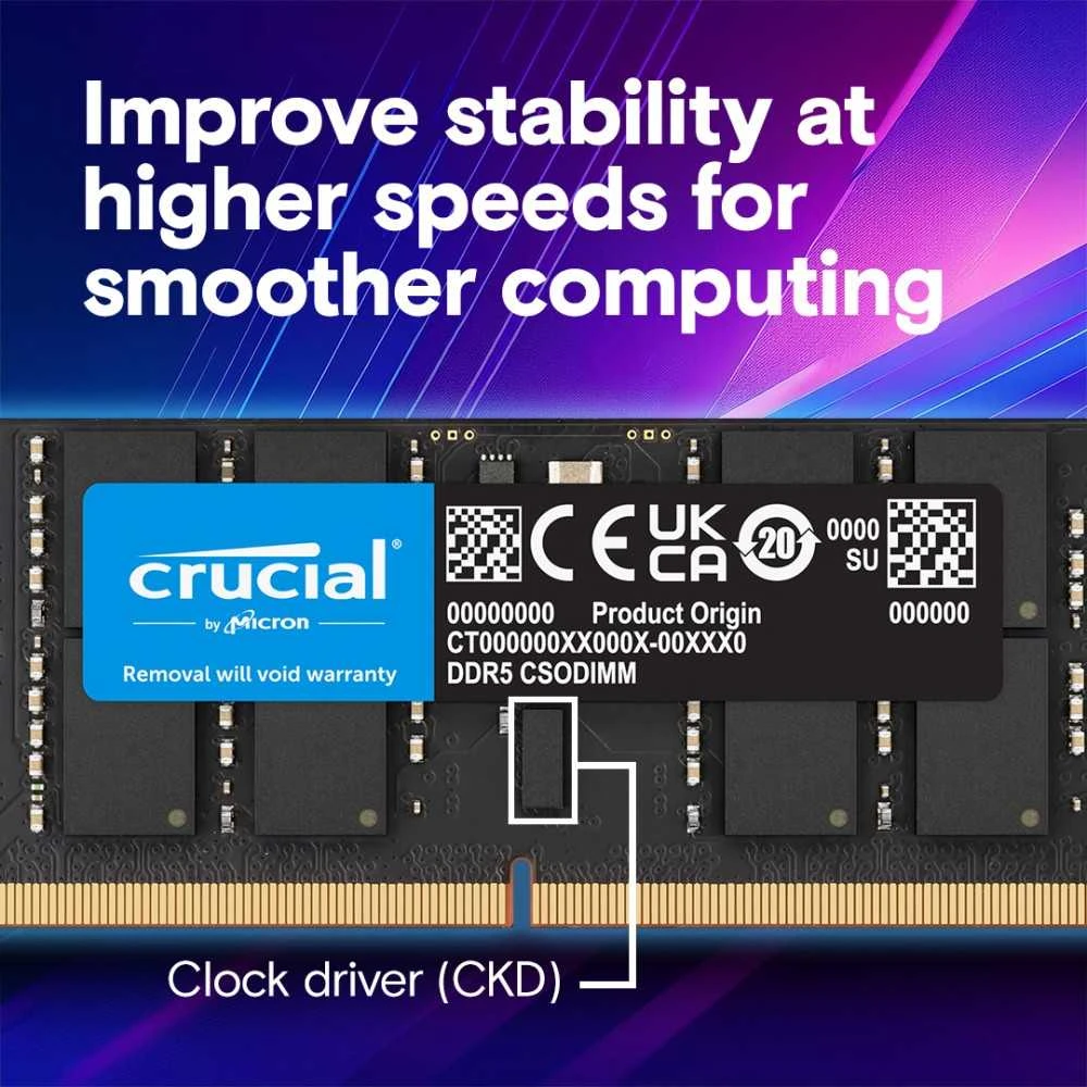 Nešiojamo kompiuterio atmintis Crucial Nešiojamojo kompiuterio atmintis DDR5 CSODIMM 32GB (1*32GB)/6400 CL52