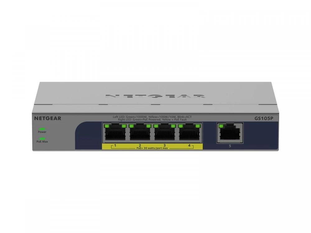 Šakotuvas Netgear 5-PORT 1GB UNMANAGED POE SWITCH - (GS105P)