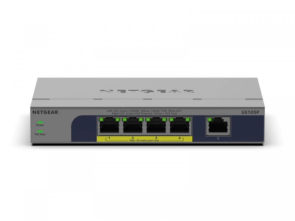 Šakotuvas Netgear 5-PORT 1GB UNMANAGED POE SWITCH - (GS105P)