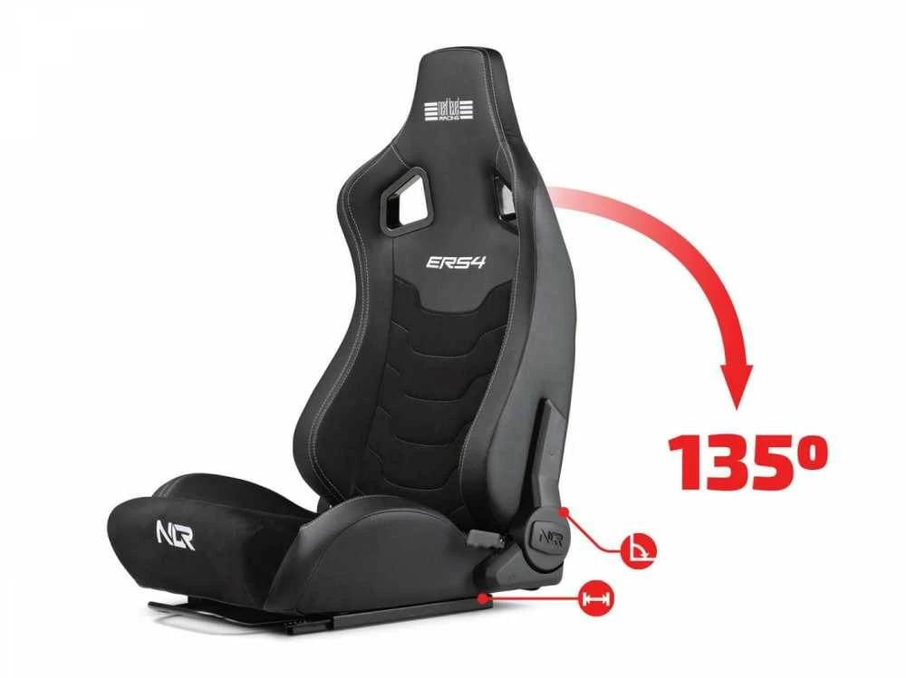 „Next Level Racing“ | ERS4 Elite PU odos ir zomšos leidimas | Atlošiama sėdynė | PU oda ir zomša | Juodas
