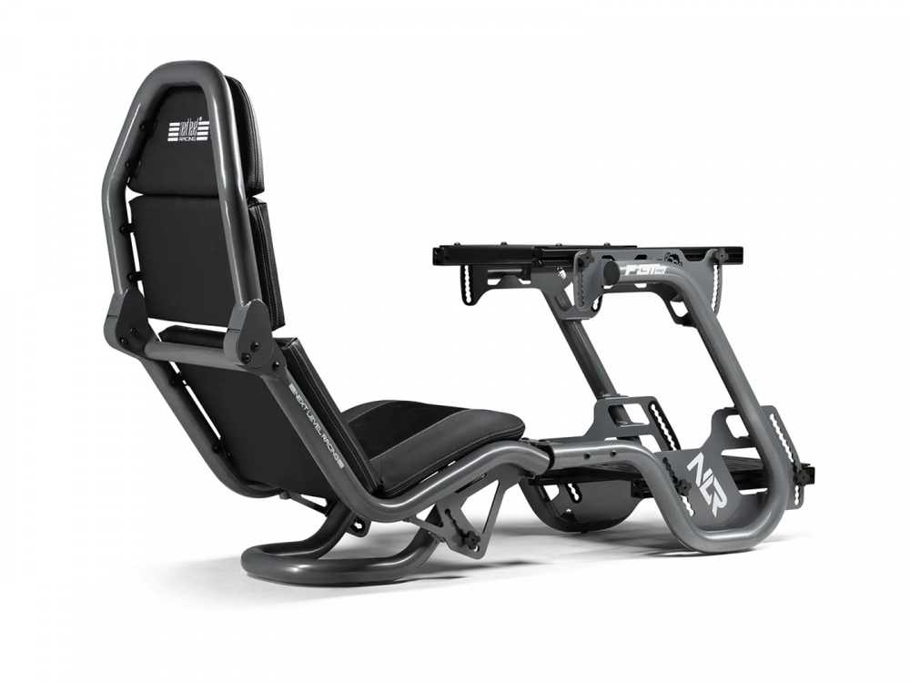 Next Level Racing F-GT Pro Formula ir GT lenktynių simuliatoriaus kabina pilka