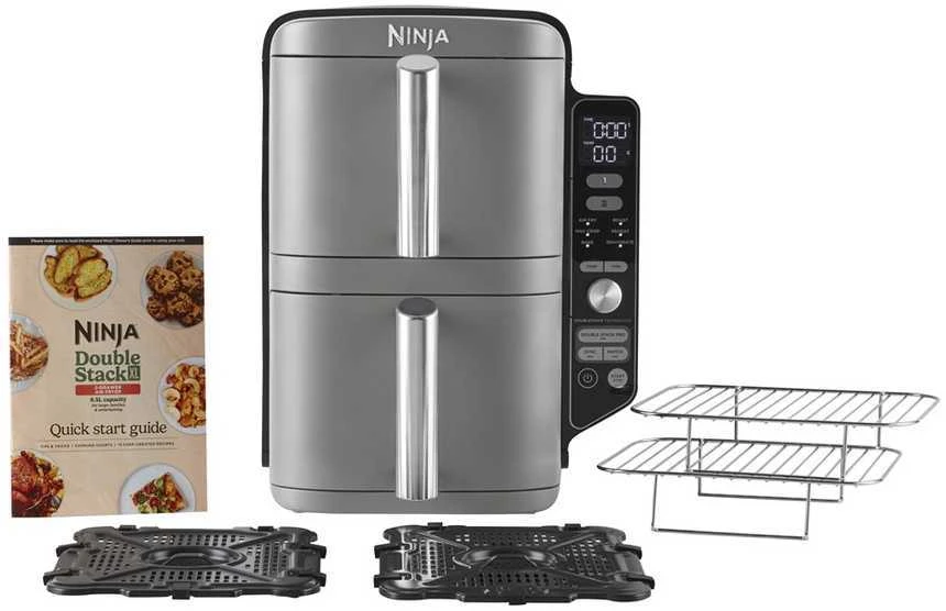 Karšto oro gruzdintuvė Ninja Double Stack XL, 2 lygių, 9,5 l, SL400EU, Tamsiai pilka