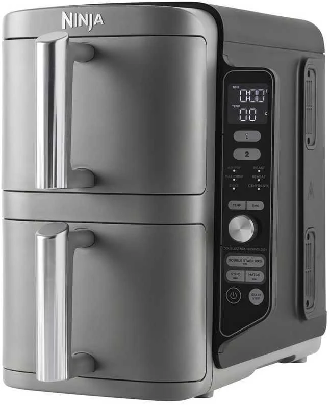 Karšto oro gruzdintuvė Ninja Double Stack XL, 2 lygių, 9,5 l, SL400EU, Tamsiai pilka