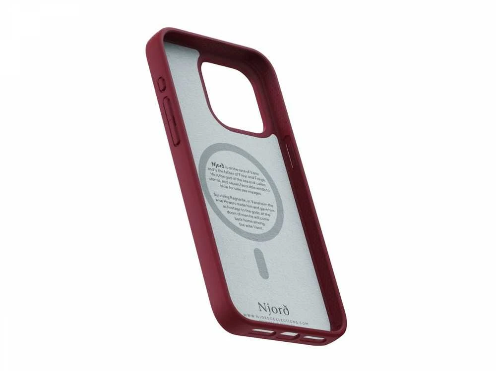 Njord Suede MagSafe dėklas jūsų Apple iPhone 15 Pro Max, red