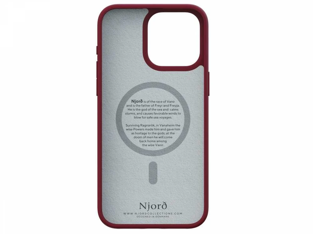 Njord Suede MagSafe dėklas jūsų Apple iPhone 15 Pro Max, red