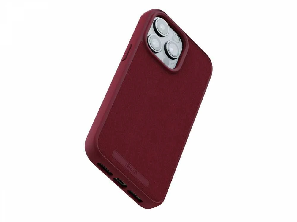 Njord Suede MagSafe dėklas jūsų Apple iPhone 15 Pro Max, red
