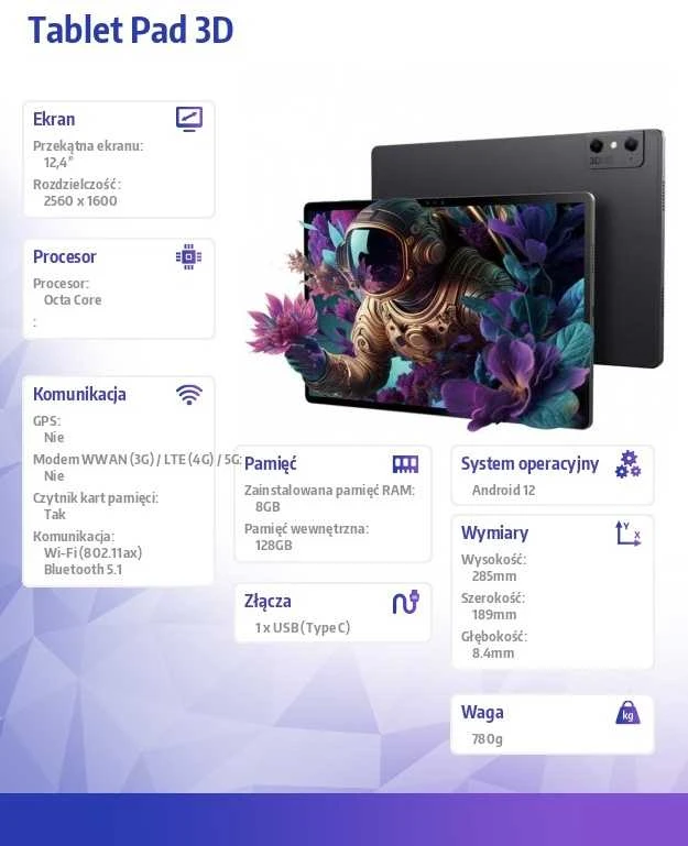 Planšetė Nubia Pad 3D Wi-Fi 12.4 8/128GB