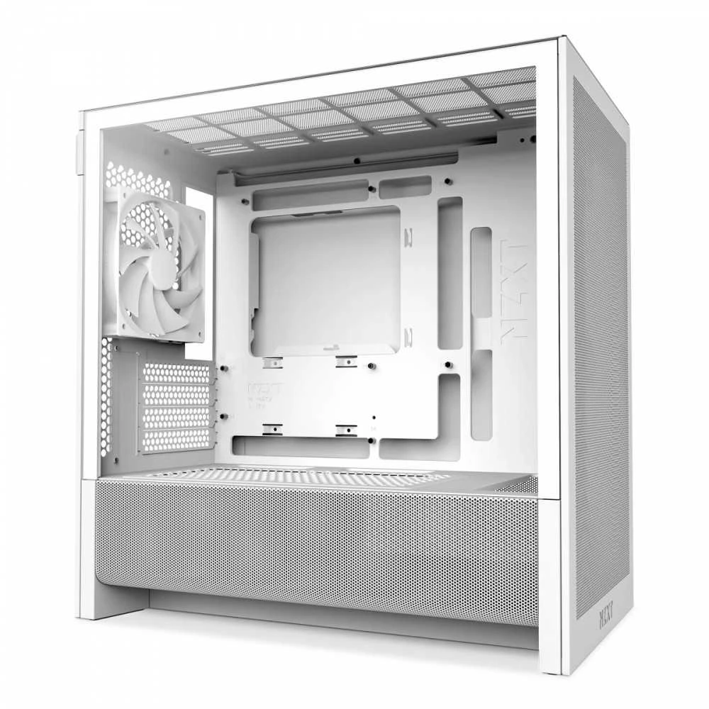 NZXT H3 Flow (2025) Micro-ATX kompiuterio korpusas, baltos spalvos