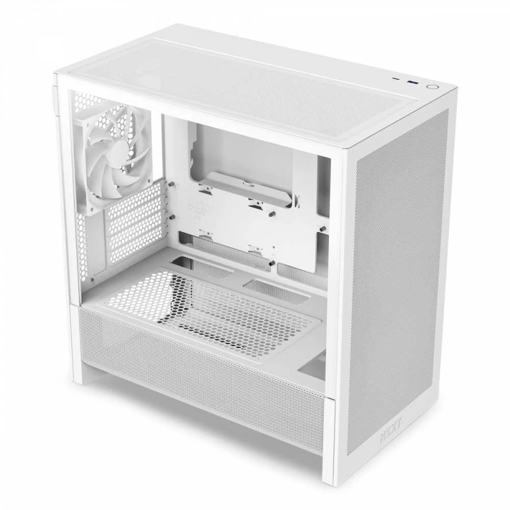 NZXT H3 Flow (2025) Micro-ATX kompiuterio korpusas, baltos spalvos