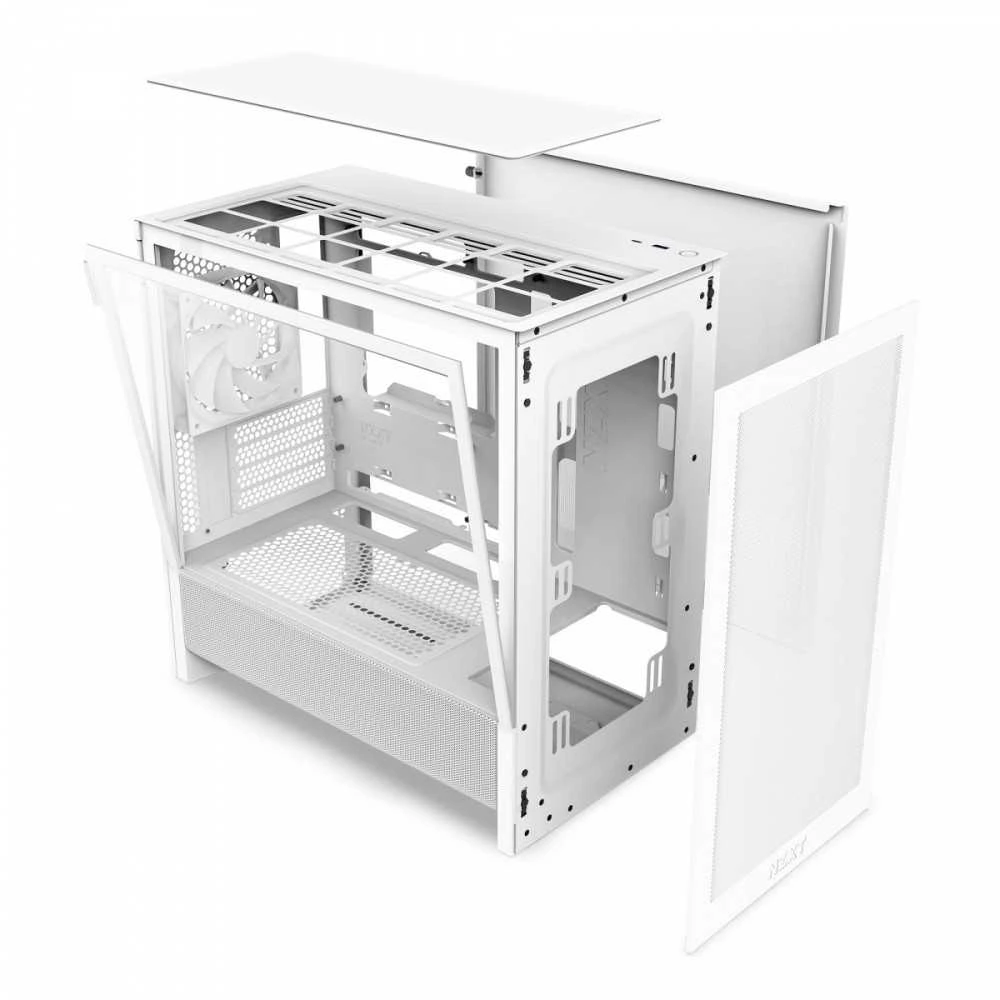 NZXT H3 Flow (2025) Micro-ATX kompiuterio korpusas, baltos spalvos