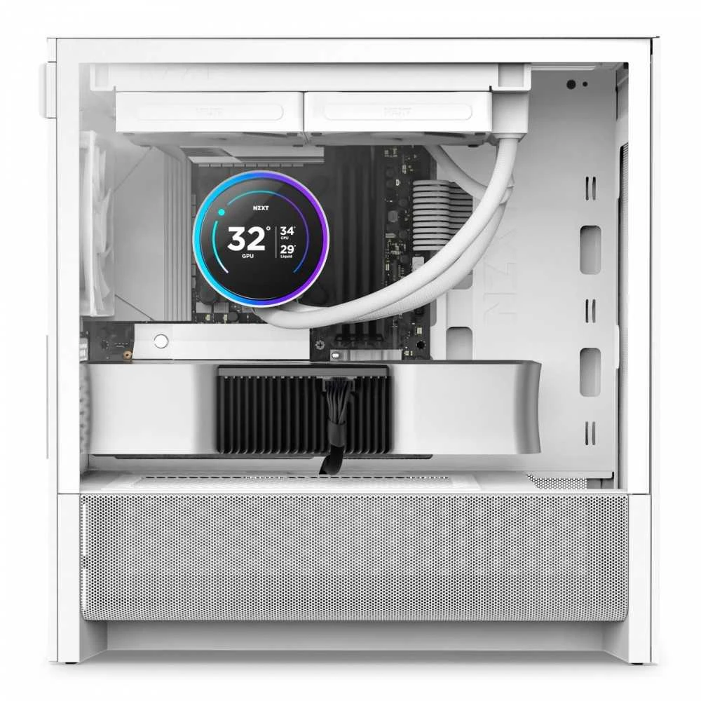 NZXT H3 Flow (2025) Micro-ATX kompiuterio korpusas, baltos spalvos