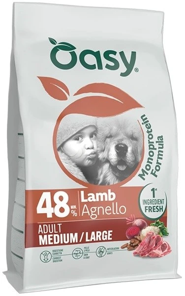 Šunų maistas - Oasy One Animal Protein Adult Medium/Large ėriena 10kg