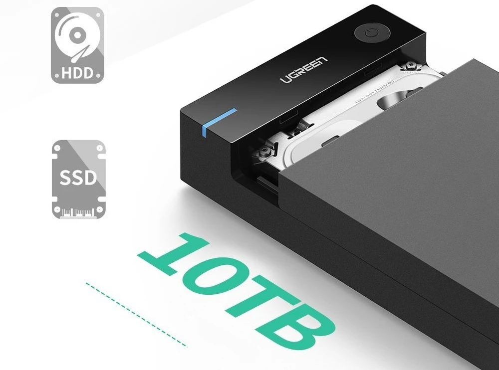 UGREEN nešiojamas išorinis HDD korpusas 3.5" / 2.5" SATA SSD/HDD, USB 3.0, SATA III, UASP, 5 Gb/s (50422)