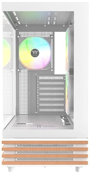„Thermaltake View 270 Plus WS ARGB“, bokšto tipo korpusas – baltas/medinis, 2 grūdinto stiklo plokštės, medinė konstrukcija