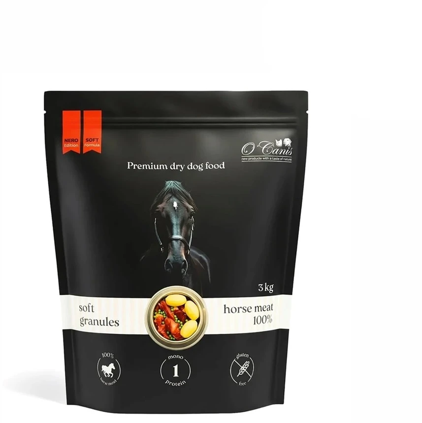 O'Canis SOFT pusiau drėgnas arklių mėsa šunims 3kg