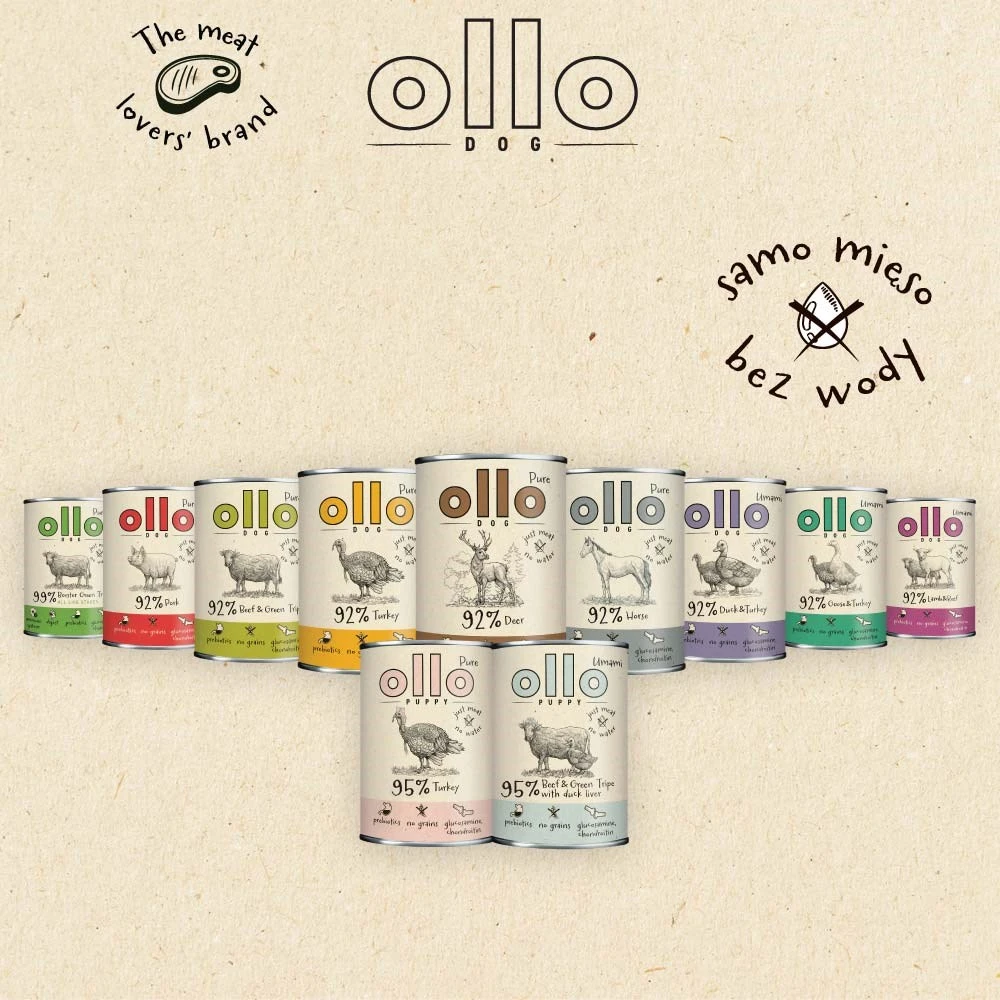 OLLO Pure Arklys Mono – šlapias šunų maistas – 850g