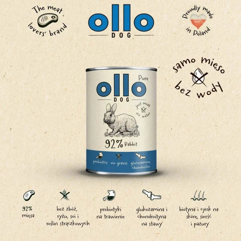 OLLO Pure triušiena - wet dog food - 400g