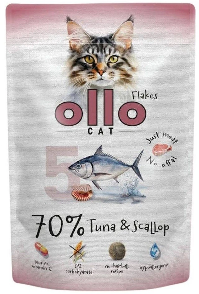 OLLO Cat No. 5 Tunas ir jūros šukutės - šlapias maistas katėms - 85 g