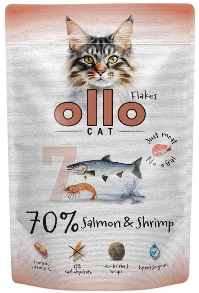 OLLO Cat No. 7 lašiša ir krevetės - šlapias kačių ėdalas - 85g
