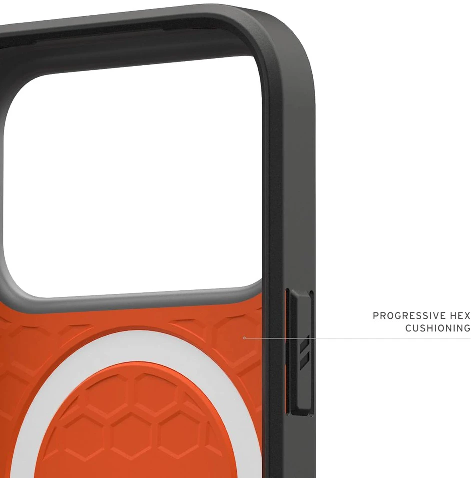 Dėklas Carruzzo Urban Armor Gear UAG Civilian Magsafe akiniai, oranžiniai - iPhone 17 Pro