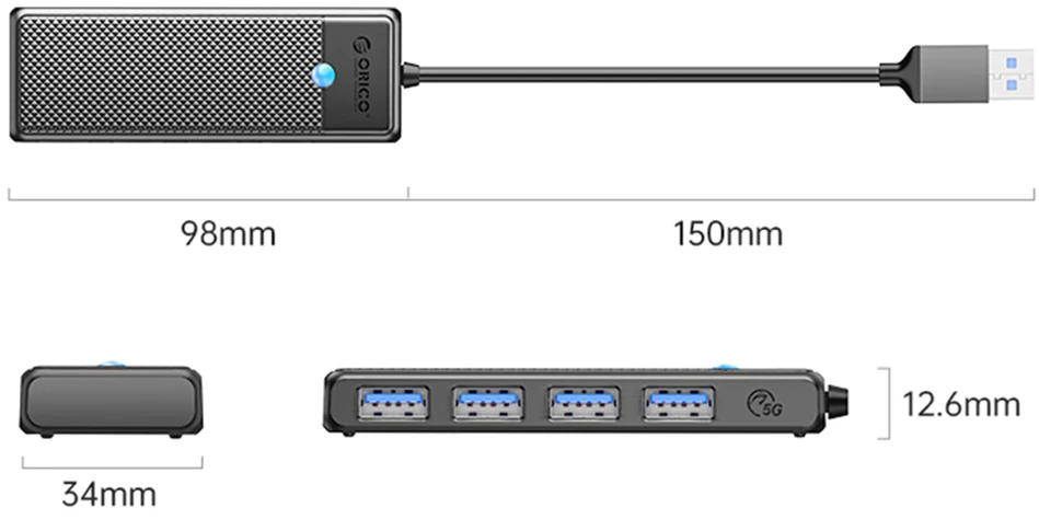 Adapteris Hub 4in1 Orico USB 3.0