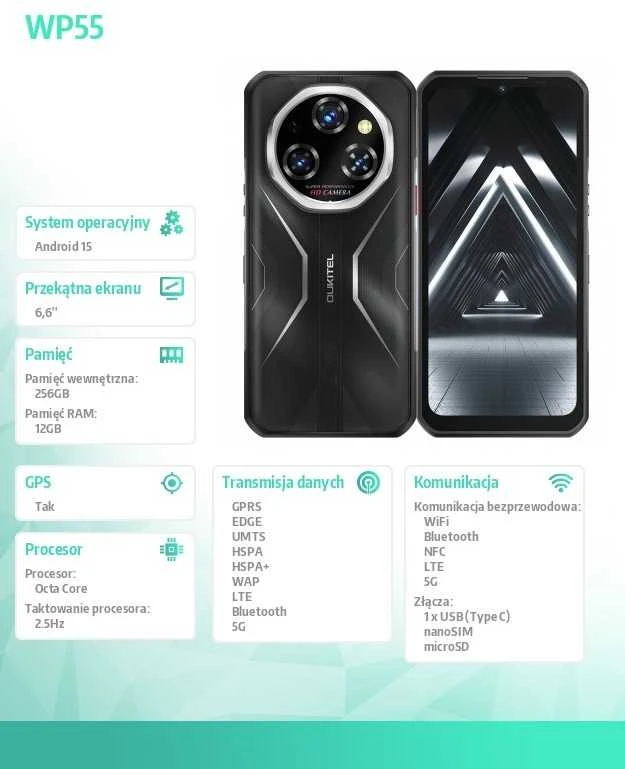 Išmanusis telefonas Oukitel WP55 6,6 12/256GB DS. 11000mAh Juodas