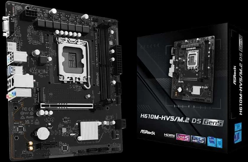 Asrock H610M-HVS/M.2 D5 GEN5 pagrindinė plokštė