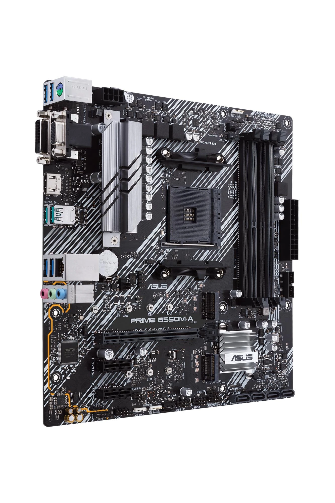 Pagrindinė plokštė ASUS AMD B550 / SAM4 / MicroATX / Memory DDR4 / Atminties lizdai 4 / 2xPCI-Express 3.0 1x / 1xPCI-Express 4.0 16x / 2xM.2 / 1x15pin D-sub / 1xDVI-D / 1xHDMI / 6xUSB 3.2 / 1xPS/2 / 1xRJ45 / 3xAudio port
