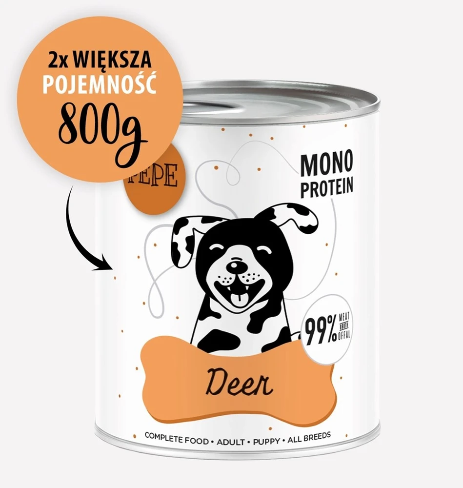 PAKA ZWIERZAKA PEPE Venison mono – šlapias ėdalas šunims – 800g