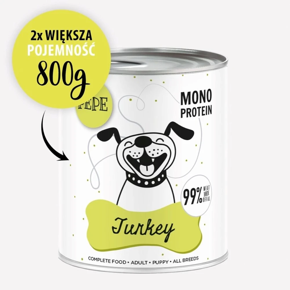 PAKA ZWIERZAKA PEPE kalakutiena mono - wet dog food - 800g