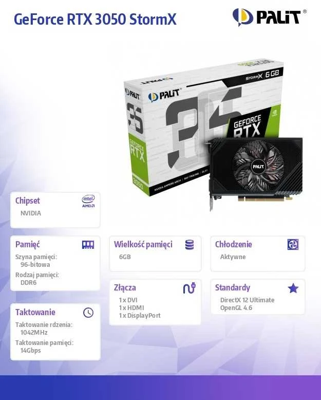 Vaizdo plokštė Karta graf. palit rtx 3050 stormx 6gb