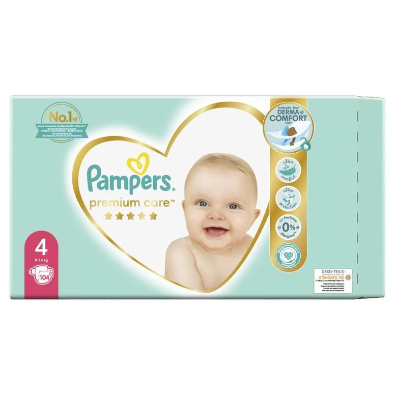 Sauskelnės Pampers Premium Care, 4 dydis, 8–14kg, 104 vnt.