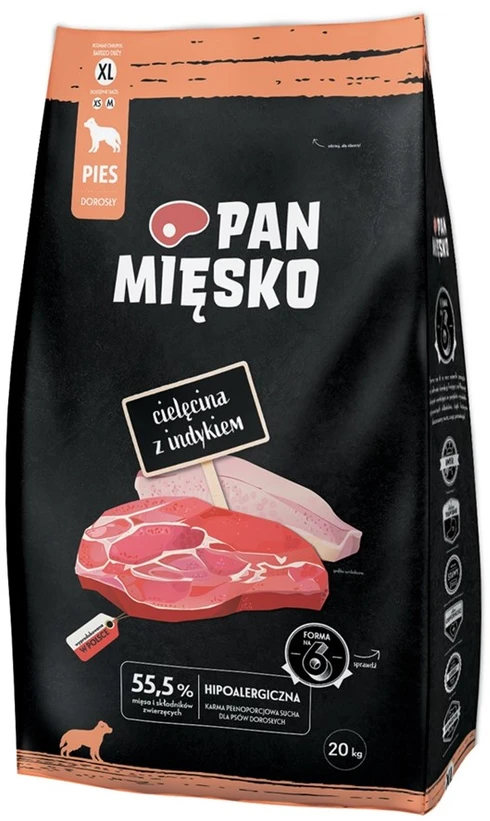 P. Mėsa Veršiena su kalakutiena XL - sausas šunų maistas - 20 kg