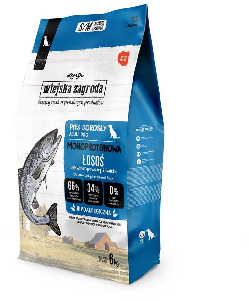 WIEJSKA ZAGRODA Monoprotein lašiša - dry dog food - 6kg