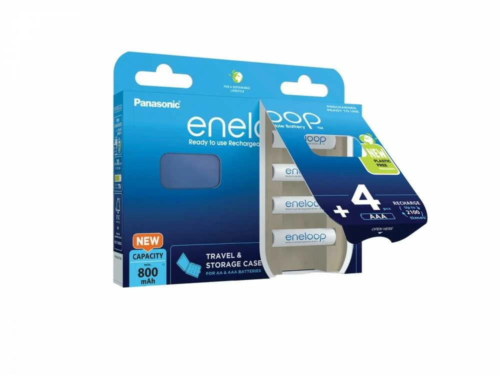 Panasonic Eneloop AAA baterijos su dėklu pakuotės vaizdas