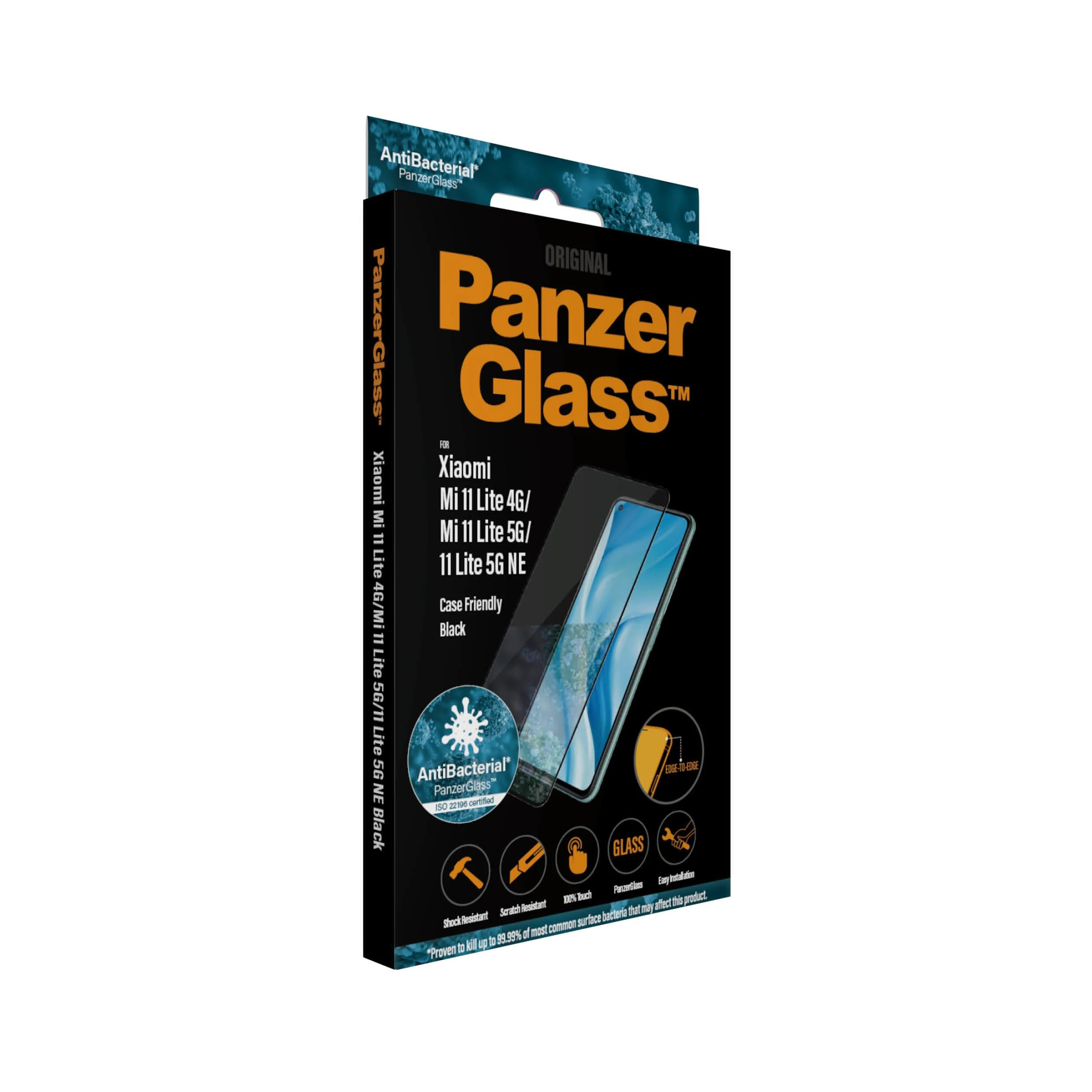 Dėklas Panzer Glass PanzerGlass | Ekrano apsauga | Xiaomi | Mi 11 Lite 4G / 5G / 5G NE | Stiklas | Juodas | Apsaugo visą ekraną; Antibakterinis stiklas; 100% prisilietimas; Sugeriantis smūgius