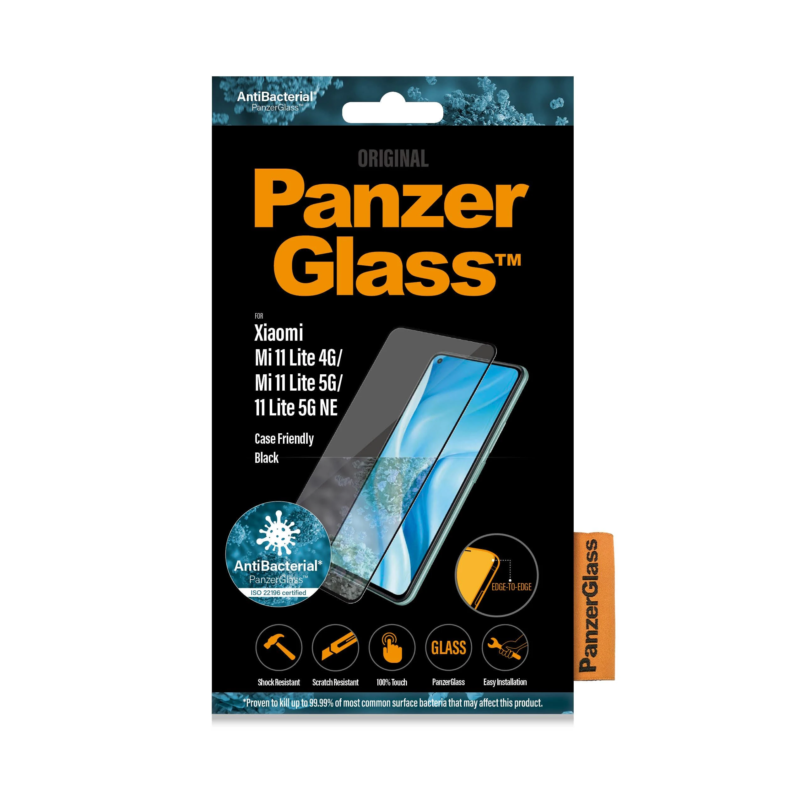 Dėklas Panzer Glass PanzerGlass | Ekrano apsauga | Xiaomi | Mi 11 Lite 4G / 5G / 5G NE | Stiklas | Juodas | Apsaugo visą ekraną; Antibakterinis stiklas; 100% prisilietimas; Sugeriantis smūgius