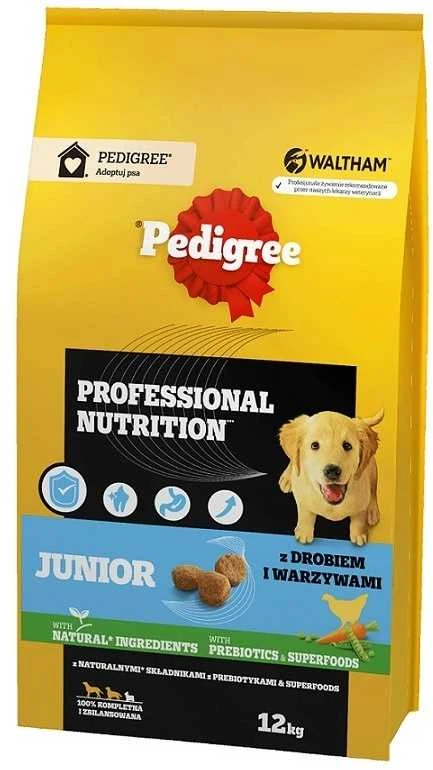 Sausas šunų maistas - PEDIGREE Professional Nutrition Junior (12 kg, paukštiena, 25% baltymų)