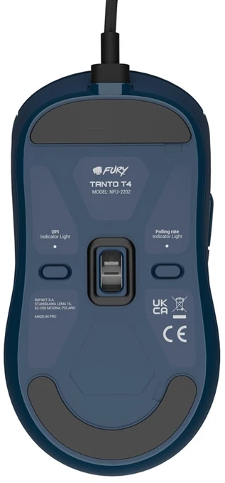 FURY Tanto T4 pelė žaidimams 12000 dpi su laidu navy mėlynas