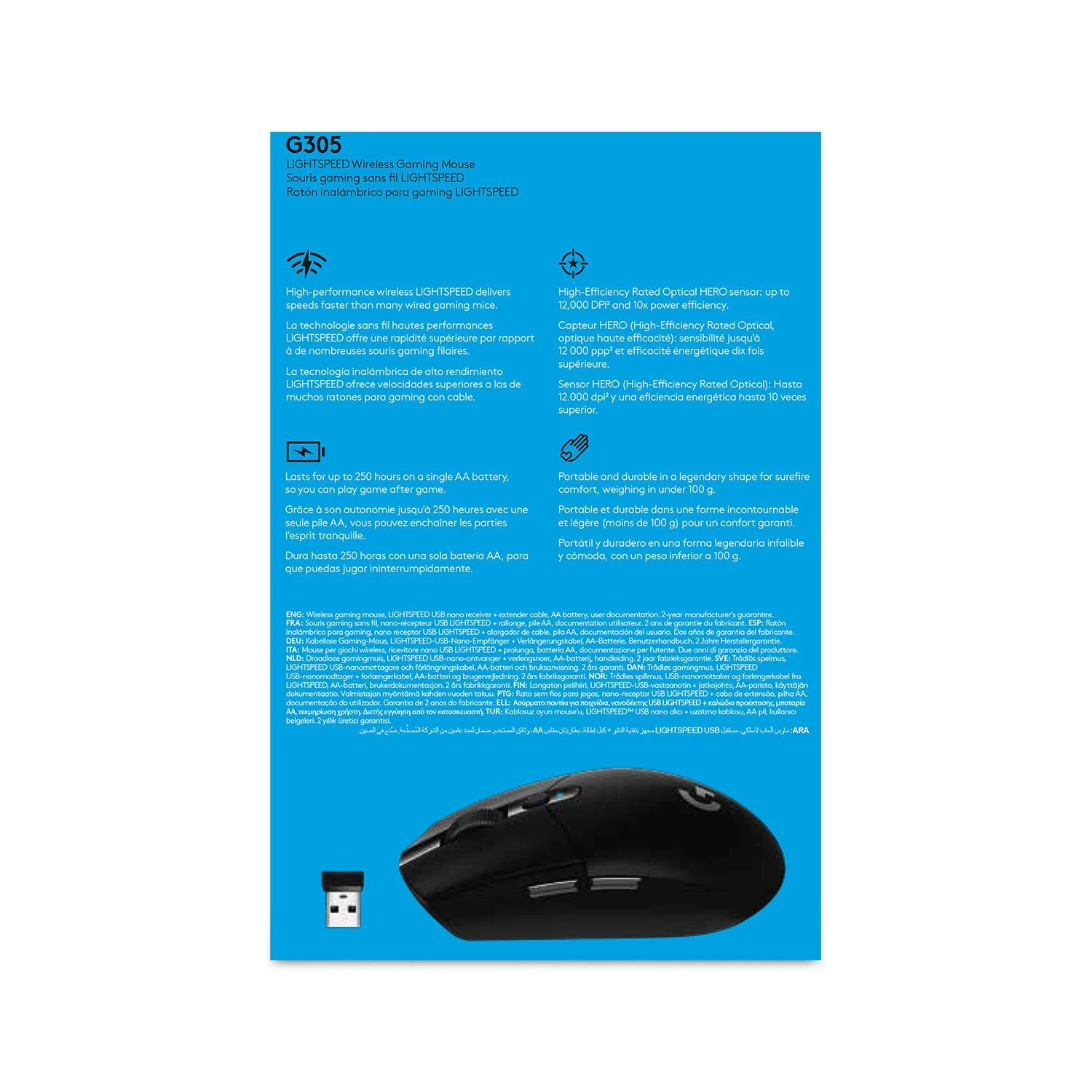 Pelė žaidimams Logitech G305, juodos spalvos