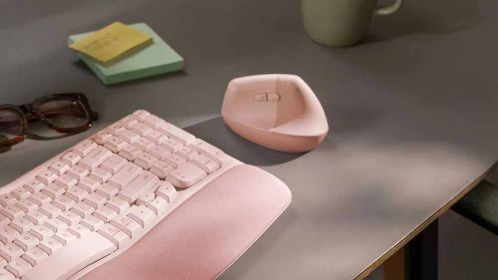 „Logitech“ vertikalios rožinės spalvos „Pelė“ keltuvas