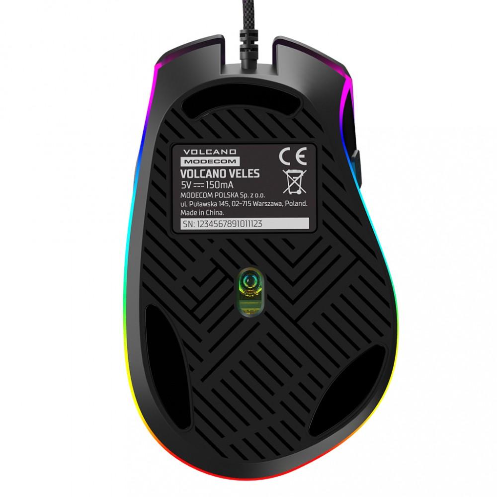 MODECOM VOLCANO VELES juoda su laidu optinė pelė | 12800 DPI