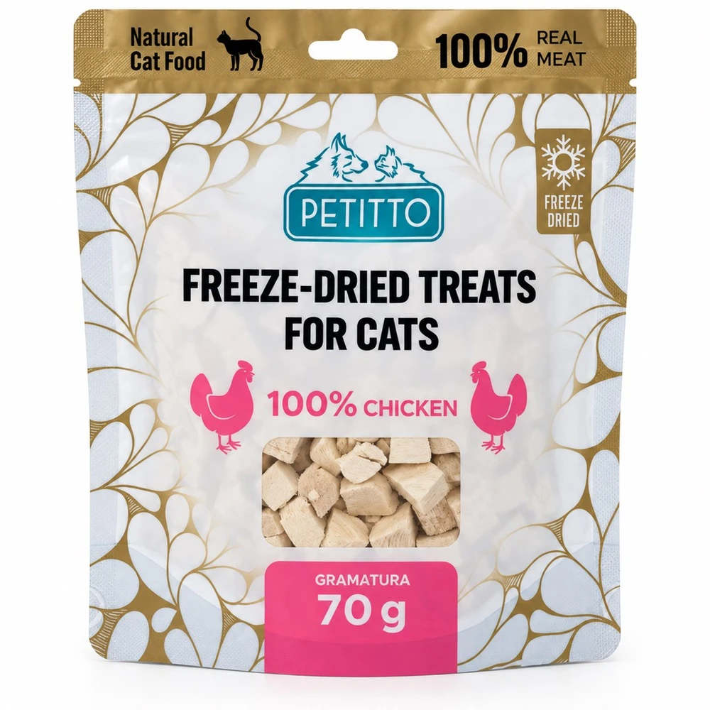 PETITTO Freeze-dried vištiena treats Mono - cat treats - 70g