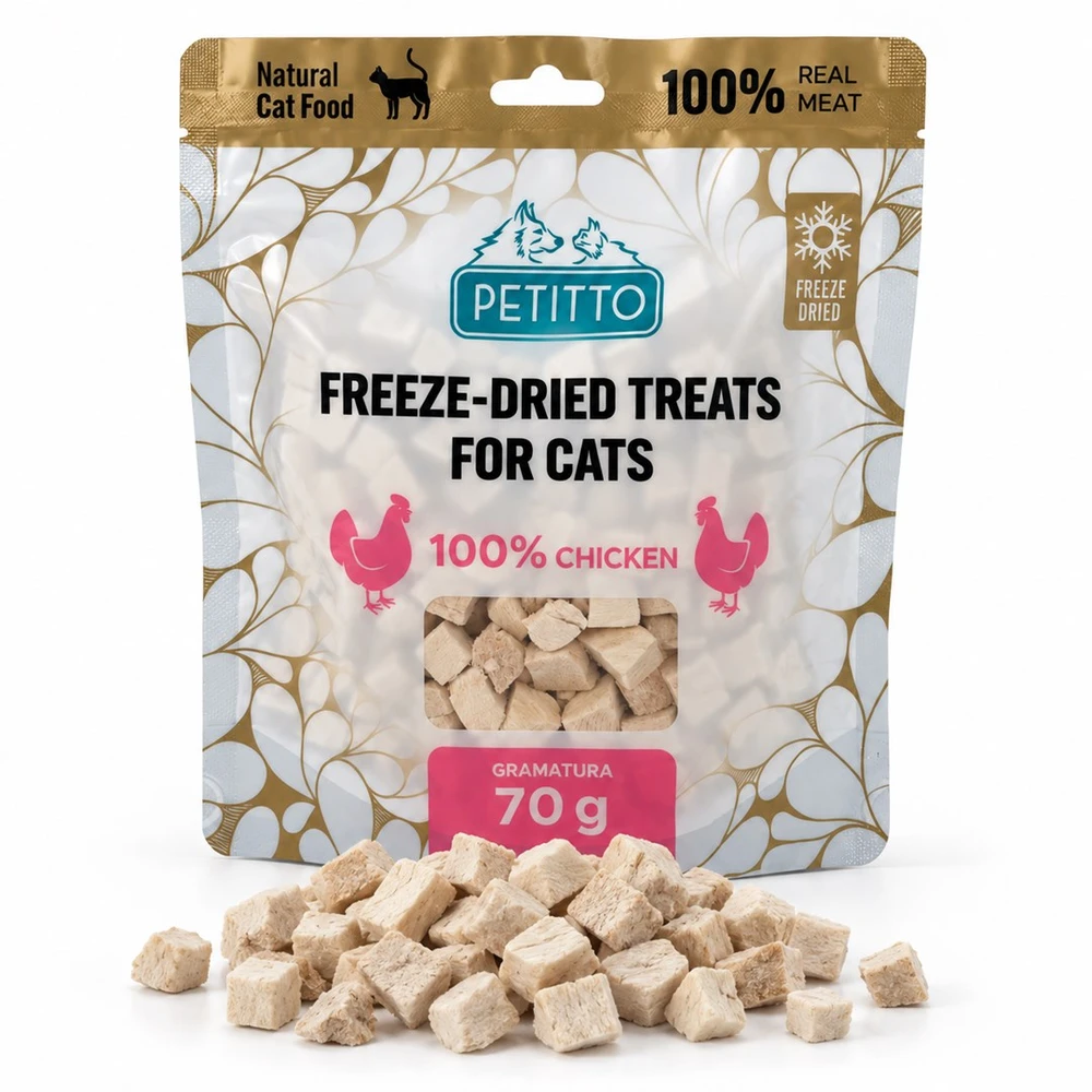 PETITTO Freeze-dried vištiena treats Mono - cat treats - 70g