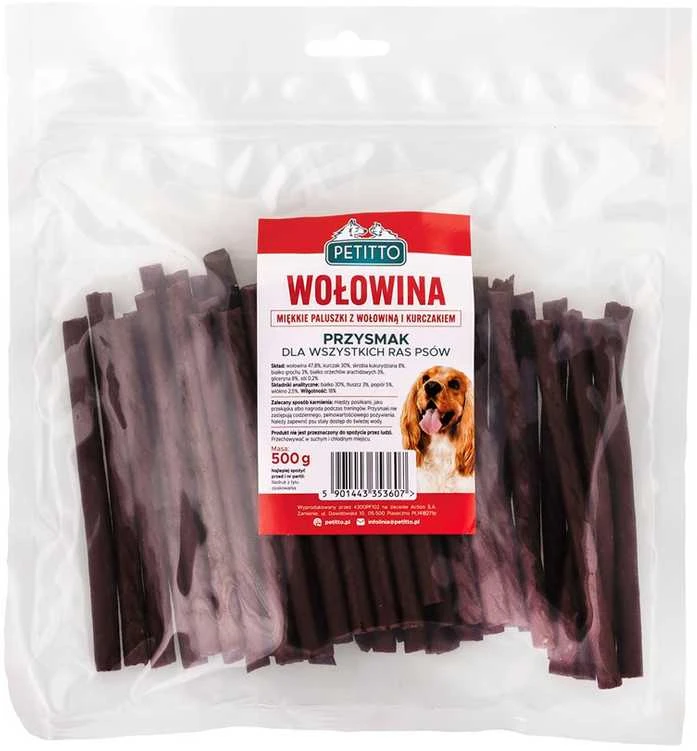 PETITTO - minkšti Paluszki su Wołowiny - Skanėstas šuniui - 500g