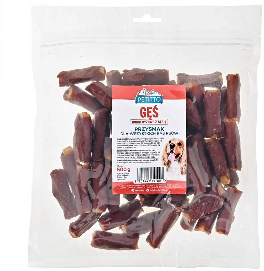 PETITTO ryžiai sticks with goose – skanėstas šuniui – 500g