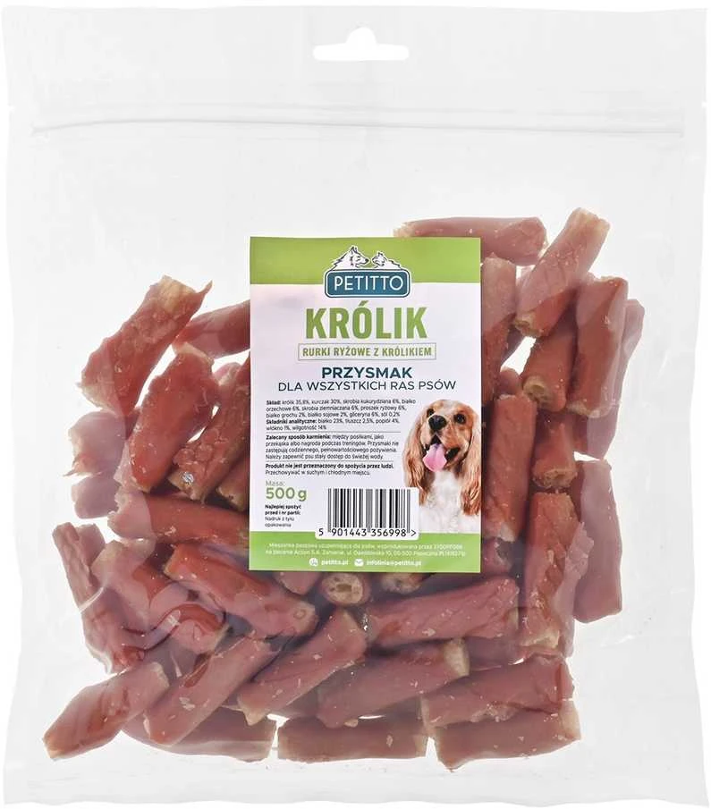 PETITTO ryžiai sticks with rabbit – skanėstas šuniui – 500g
