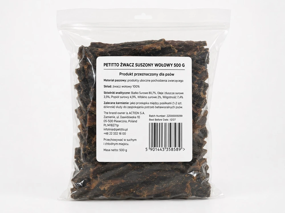 PETITTO Dried jautiena tripe Mono – skanėstas šuniui – 500g